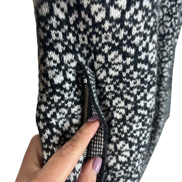 Akini Y2K Long Knit Cardigan Sweater Duster XS Black White Whimsygoth Fair Isle - Picture 4 of 9